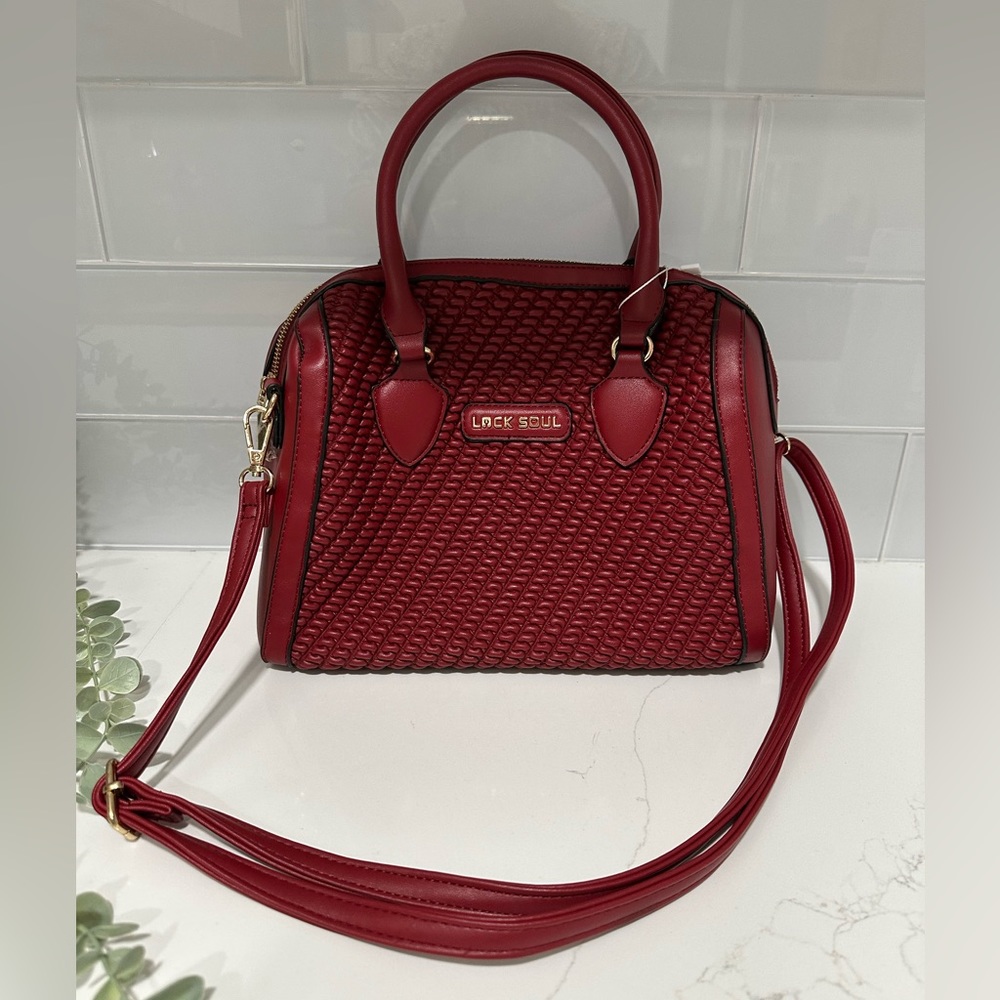 LOCK SOUL Red Faux Leather Tote Bag with Handle Brand New Eco-friendly Material